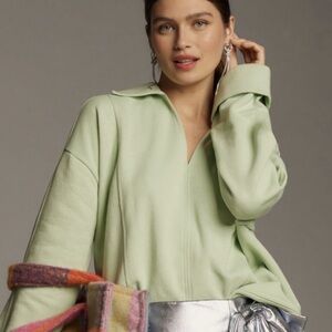 BOGO! Anthropologie Pilcro Johnny Collar Oversized Pullover Green Size XXS